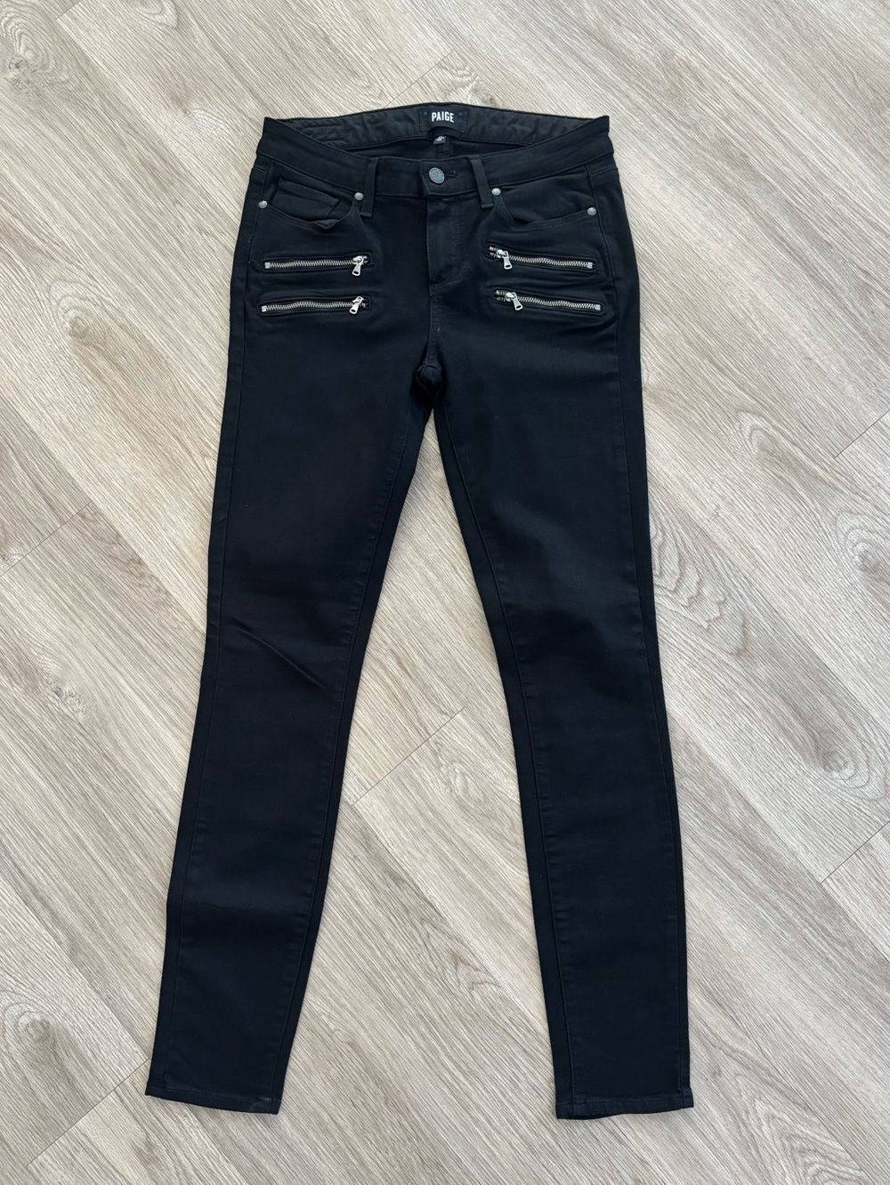 Paige Edgemont black zipper full length skinny jeans 29